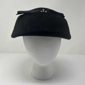Henry Pollak - Glenover Black Felt Tilt Hat / Half Hat / Cloche | Vintage
